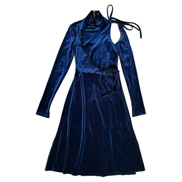 Versace Jeans Couture Navy Long Sleeve Faux Wrap Dress, US0 - Picture 2 of 10